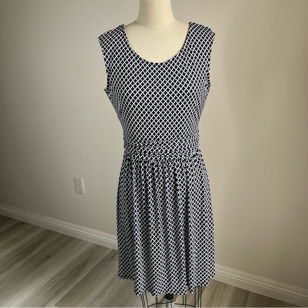 Kaileigh Medium Dotty Knit Dress Navy Blue White Stictch Fix